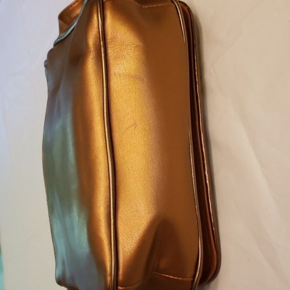 VINTAGE Cooper J  Shoulder Bag Bronze Metallic Patched Leather & Faux Reptile VG - Picture 4 of 8